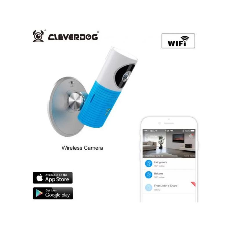 CleverDog Camera de Supraveghere CleverDog Wirless IP, HD, NightVision, Senzor Automat, Microfon Albastru