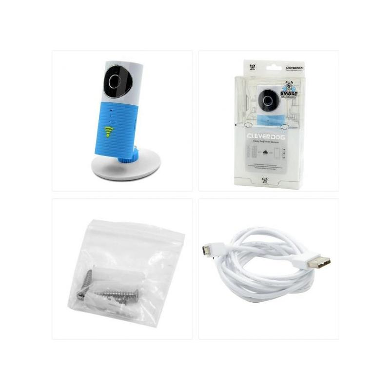 CleverDog Camera de Supraveghere CleverDog Wirless IP, HD, NightVision, Senzor Automat, Microfon Albastru